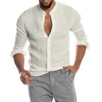 Camisa de hombre de manga larga y cuello alto de lino Vanthea