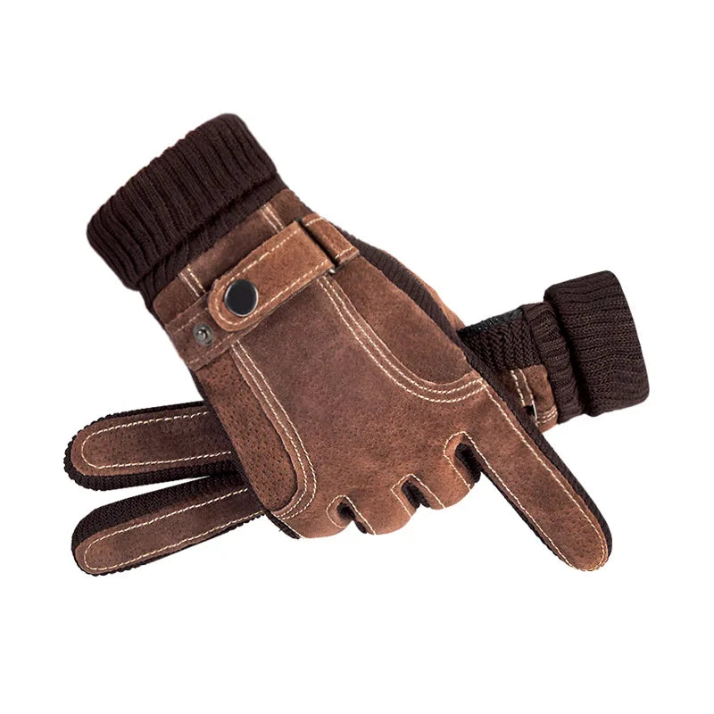 Guantes Masculinos De Cuero Táctiles Antiviento Vanthea