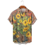 Camisa de manga corta para hombre con estampado de girasoles de Vanthea