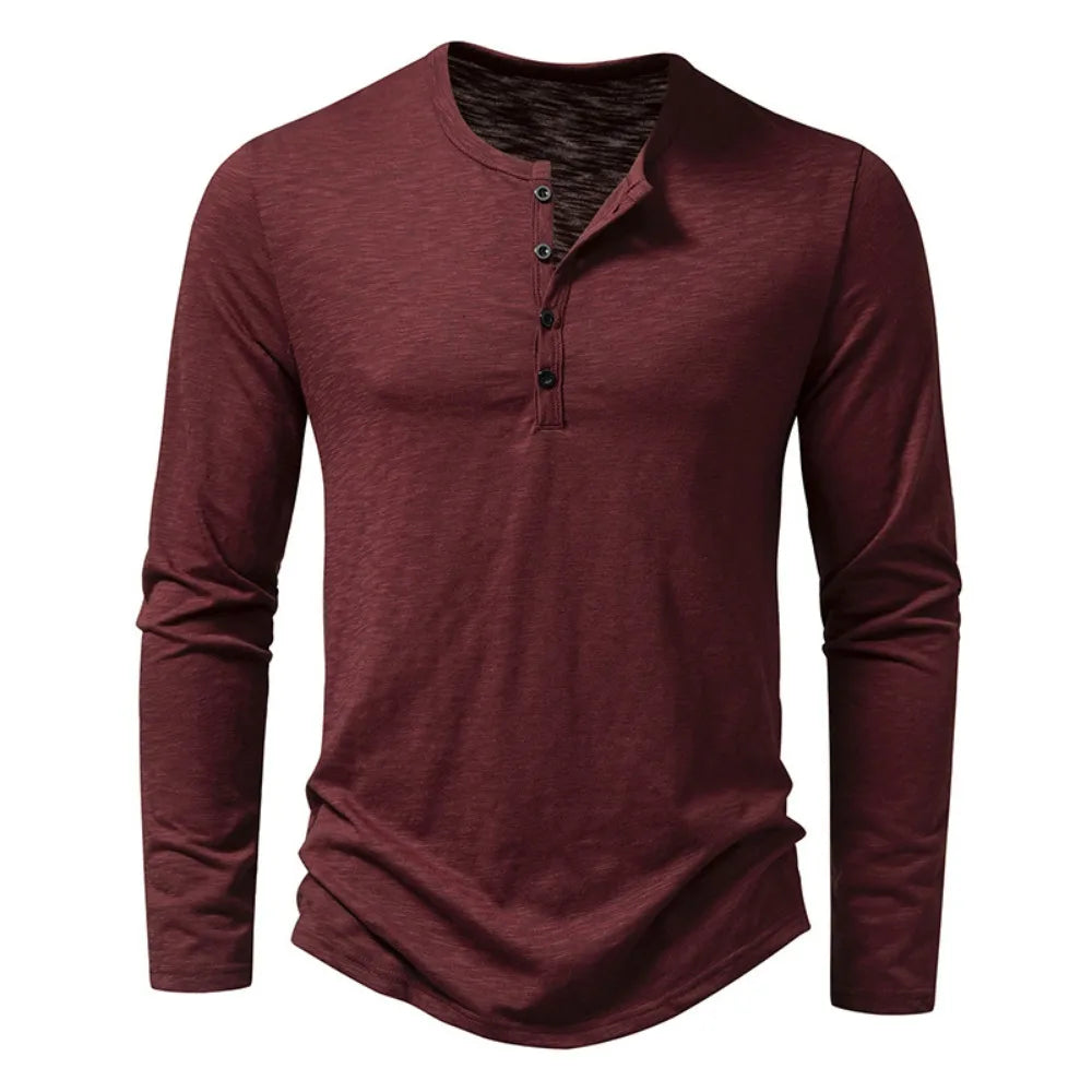 Camiseta de manga larga con cuello Henley para hombre de Vanthea