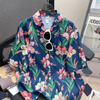 Camisa Masculina Floral Retro Suelta Playa Vanthea