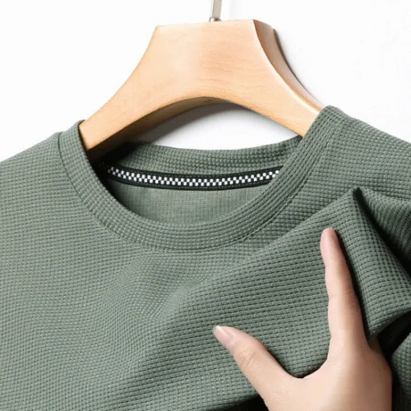 Camiseta de manga corta para hombre con tejido tipo waffle de Vanthea