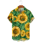 Camisa de manga corta para hombre con estampado de girasoles de Vanthea
