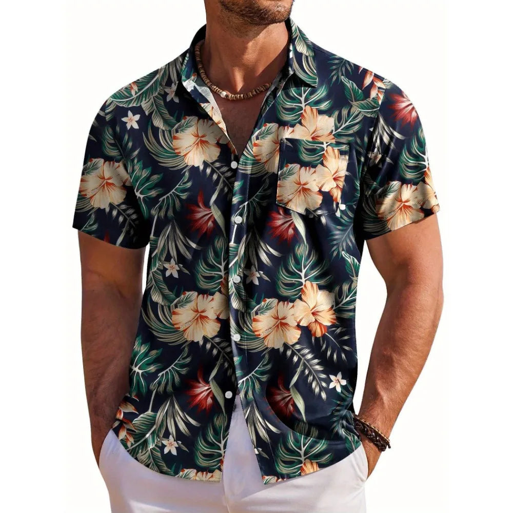 Camisa De Manga Corta Para Hombre Con Estampado Botánico De Vanthea