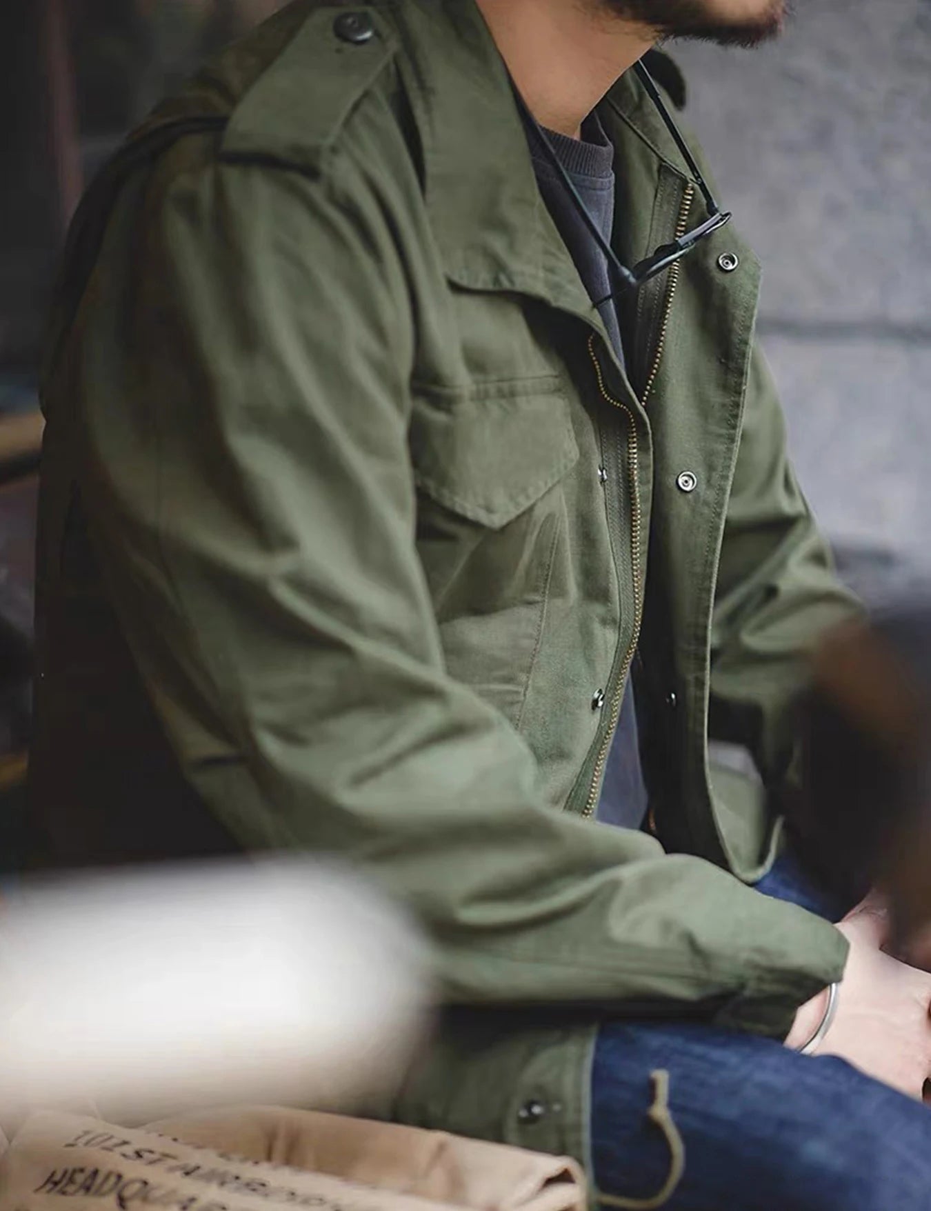 Chaqueta Masculina Militar Multibolsillos Algodón Vanthea