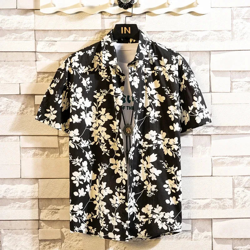 Camisa de manga corta para hombre con estampado hawaiano de Vanthea