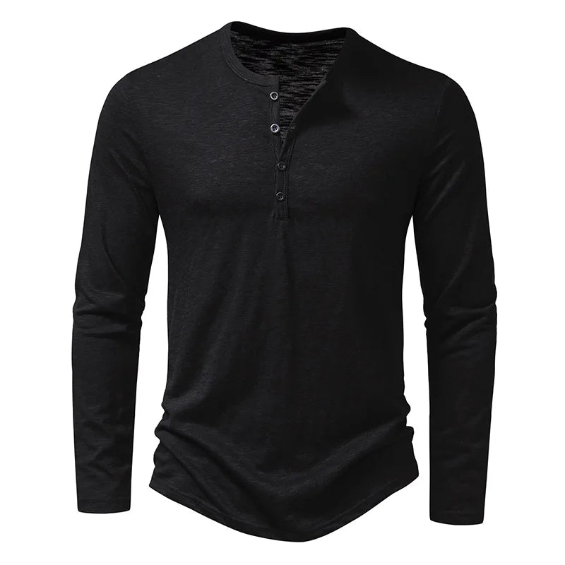 Camiseta de manga larga con cuello Henley para hombre de Vanthea