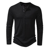 Camiseta de manga larga con cuello Henley para hombre de Vanthea
