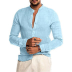 Camisa de hombre de manga larga y cuello alto de lino Vanthea